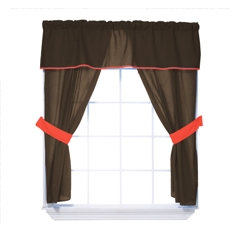 Semi Sheer Sliding Panel Pair, Brown/Orange