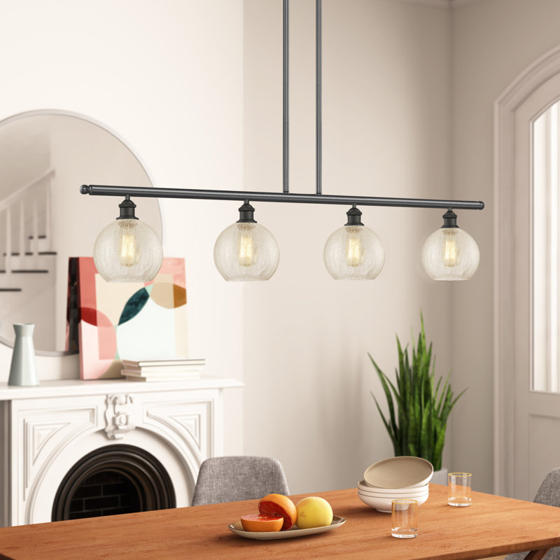 Baptista 4 - Light Kitchen Island Pendant, Clear Crackle, Oil Rubbed Bronze, No Bulb Included
