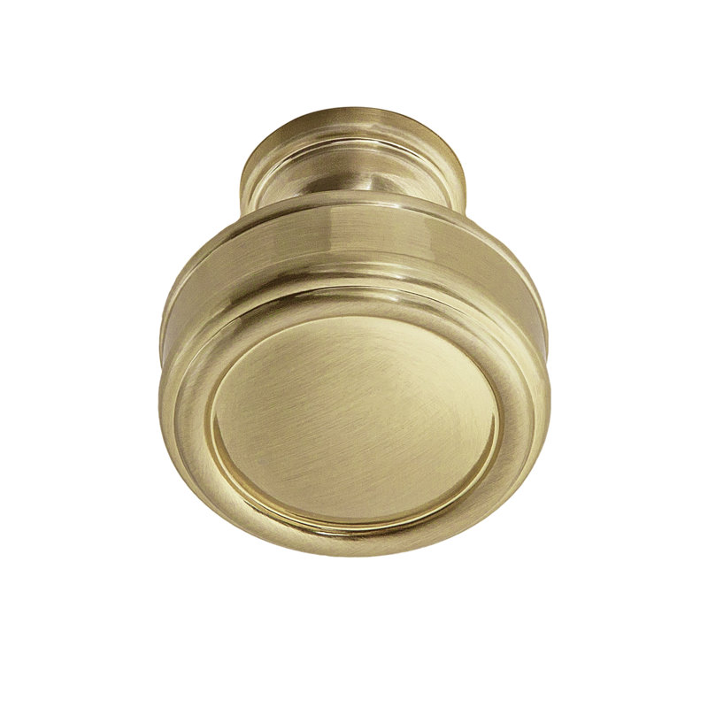 Paris 1-1/4" Diameter Satin Brass Round Cabinet Knob, 1.25", Satin Brass