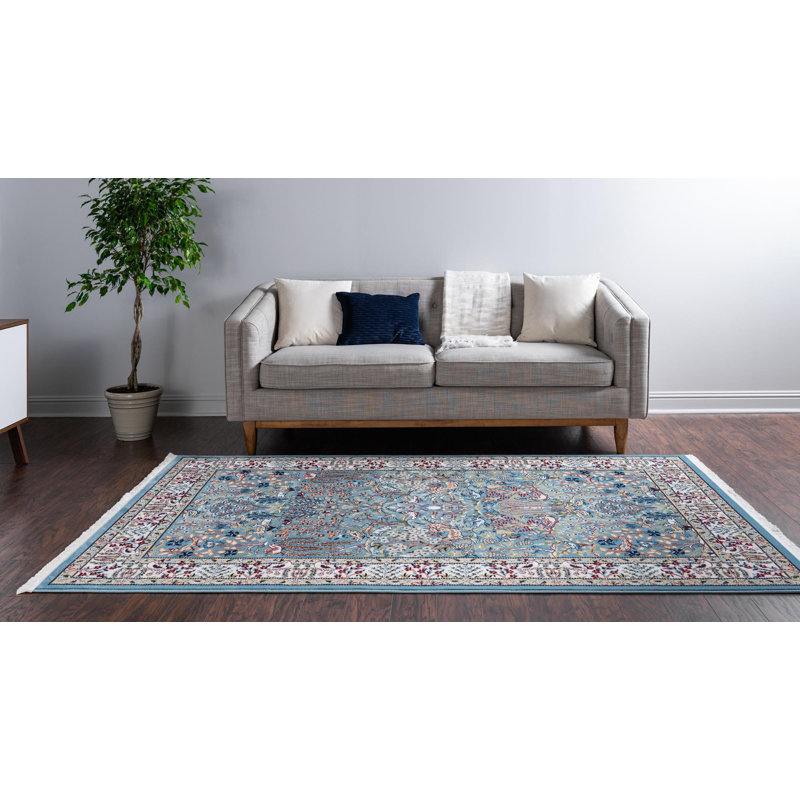 Jackson Floral Indoor Rug, Rectangle 9' x 12', Blue