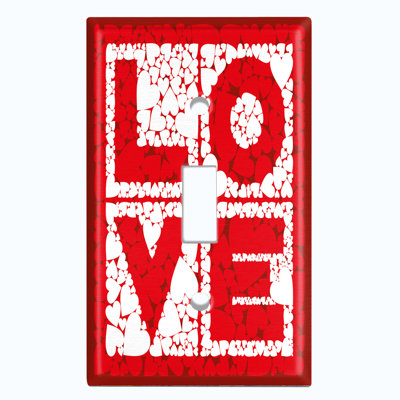 Red Love Block Hearts 1-Gang Toggle Light Switch