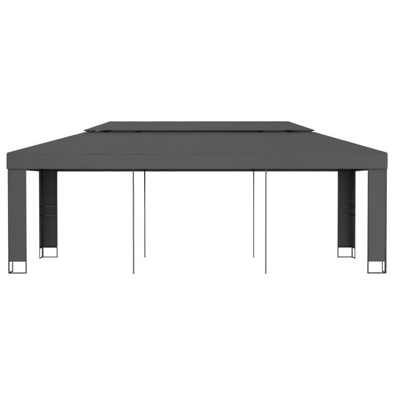 Anthracite Double Roof Steel and Polyester Gazebo 118.1"x236.2"