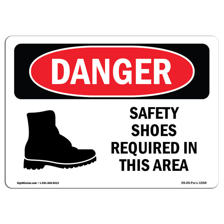 SignMission OSHA Danger Safety Shoes Required Area Symbol Sign | Wayfair