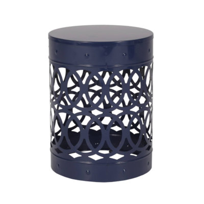 Navy Blue Cutout Metal Outdoor End Table - Large