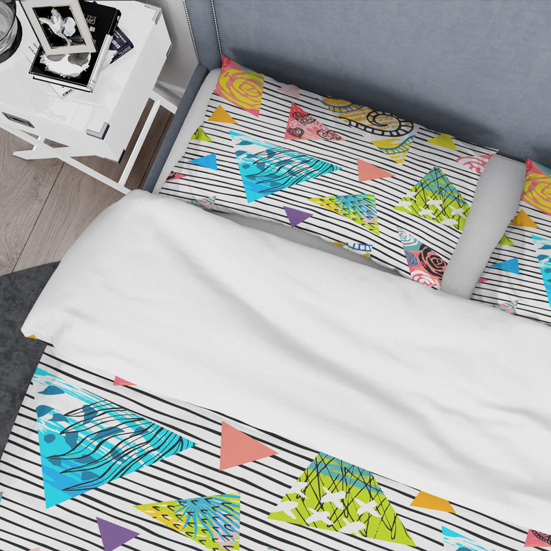 Multicolore feuille tropicale - ensemble de housse de couette abstrait - microfibre de polyester