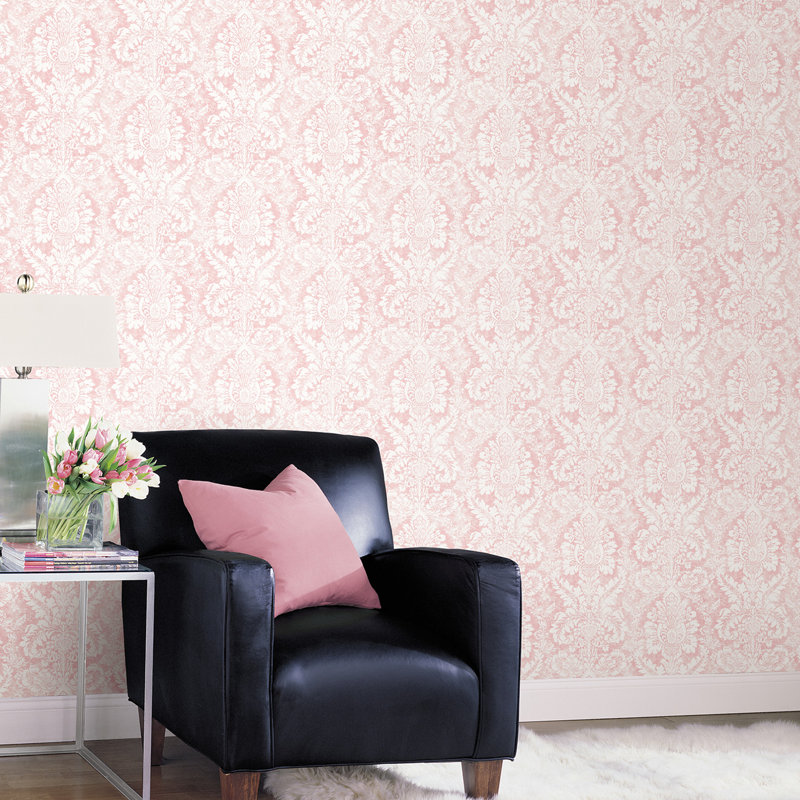 Garretson 10m x 52.8cm Satin Wallpaper Roll, Pink