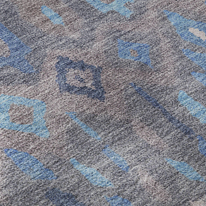 Premium Machine Washable Mayfield AMF2304 Casual Rug, Blue, 3' x 5'