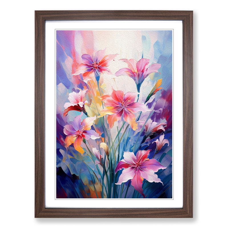 Wildflowers Futurism - Framed Print, 46cm H x 34cm W x 2cm D, Walnut 