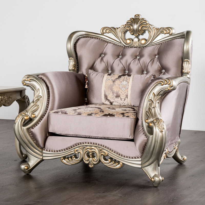 Chaise traditionnelle l 46,4 po, champagne / mauve