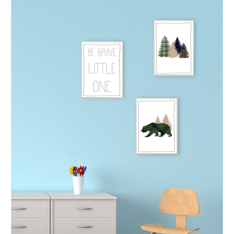 « be-little little one écossais forest bear », ensemble de 3 reproductions d’art sur bois