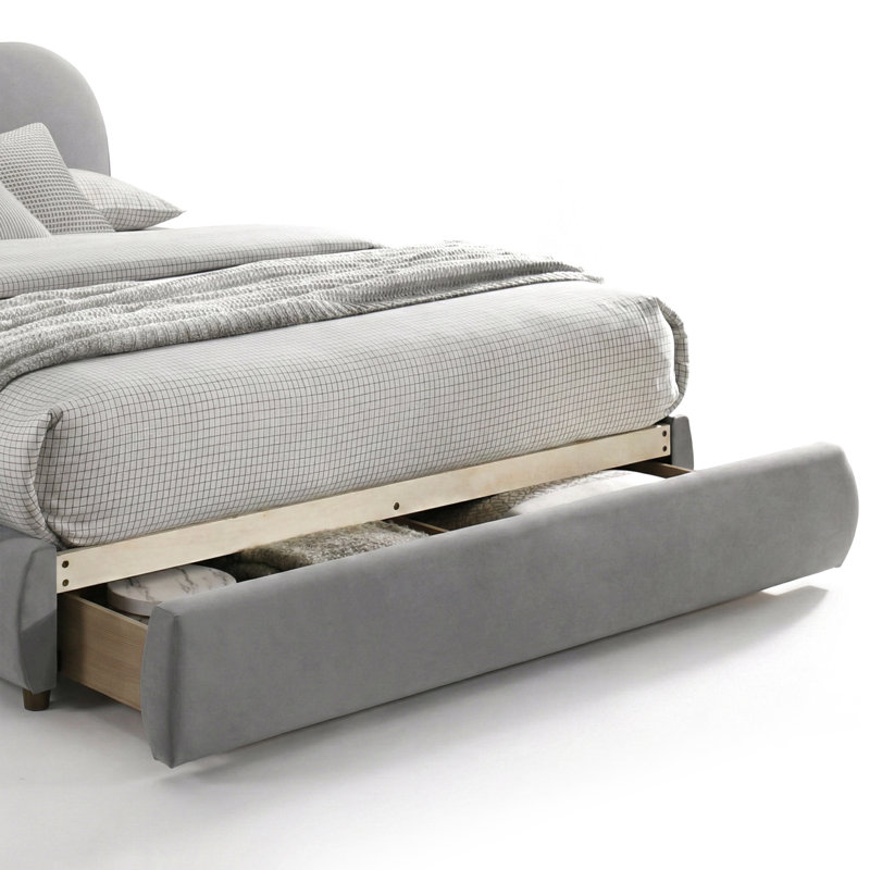 Lit plateforme avec tiroir de pied de lit Mirelle, Grey, Queen