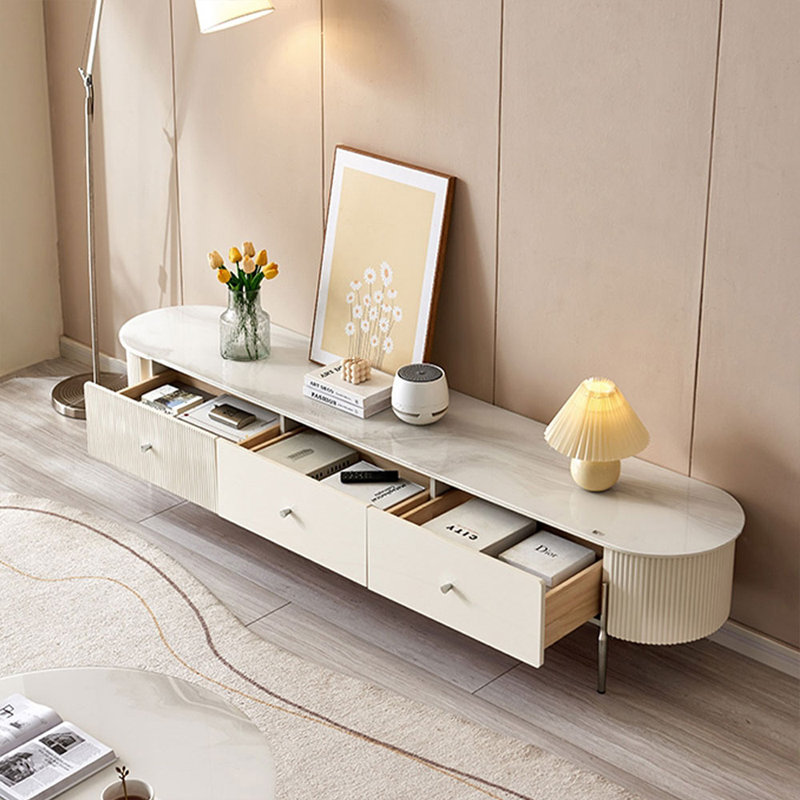 78.74" White Solid + Manufactured Wood+Glass TVStands