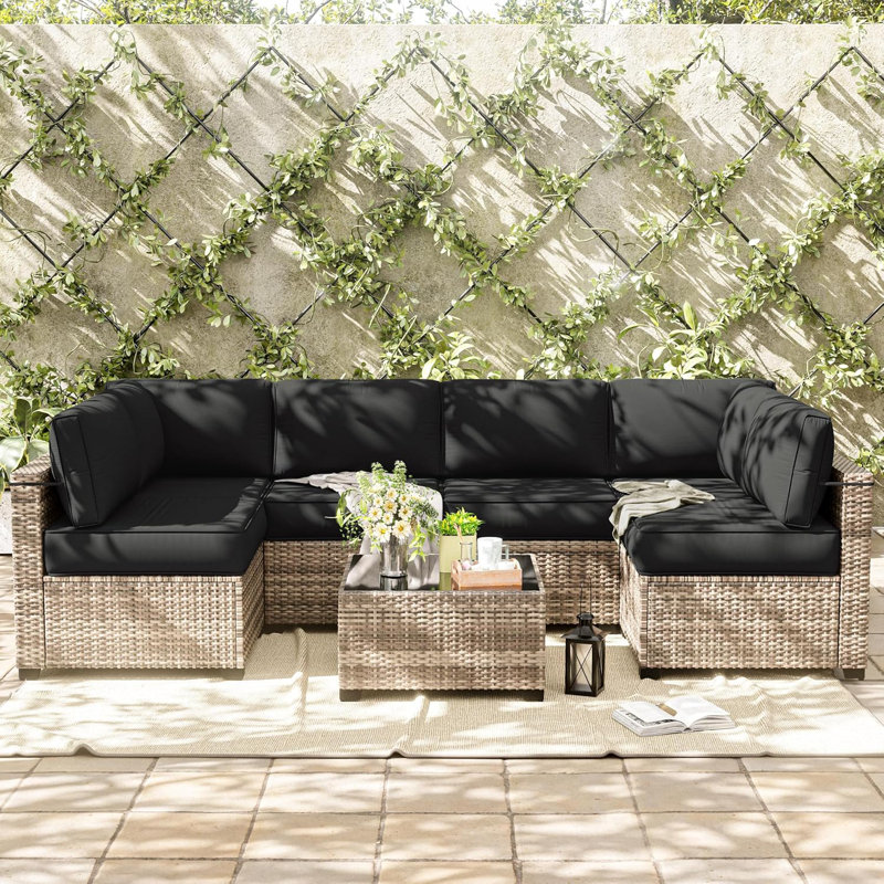Ensemble de 14 coussins de remplacement pour siège / dossier (l 26 po x P 26 po), Noir, 26" L x 26" W x 5" H