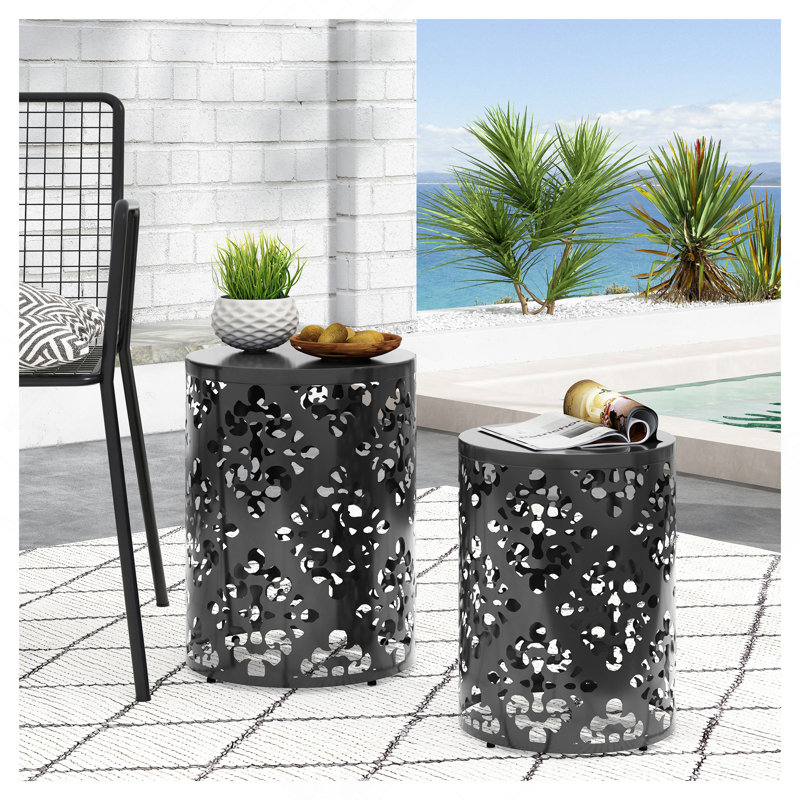 Metal S/2 End Table, Black
