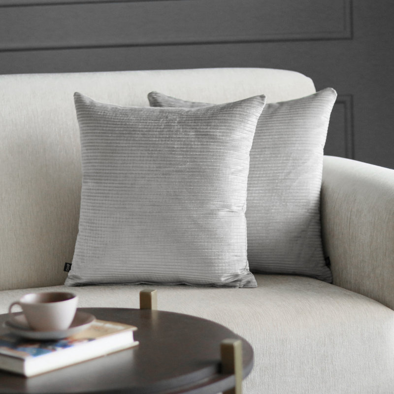 Visto Square Pillow Cover, Silver