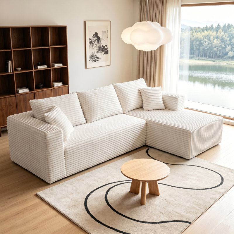 Canapé modulaire Boneless de 93 po, canapé modulaire Cloud avec assise profonde, canapé modulaire moderne en L avec méridienne, fauteuils rembourrés pour le salon, la chambre à coucher, sans assemblage