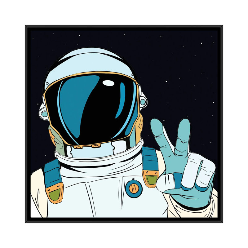 " Astronaut Pop " by Art Mirano, Black Framed Canvas, 18" H x 18" W x 1.5" D