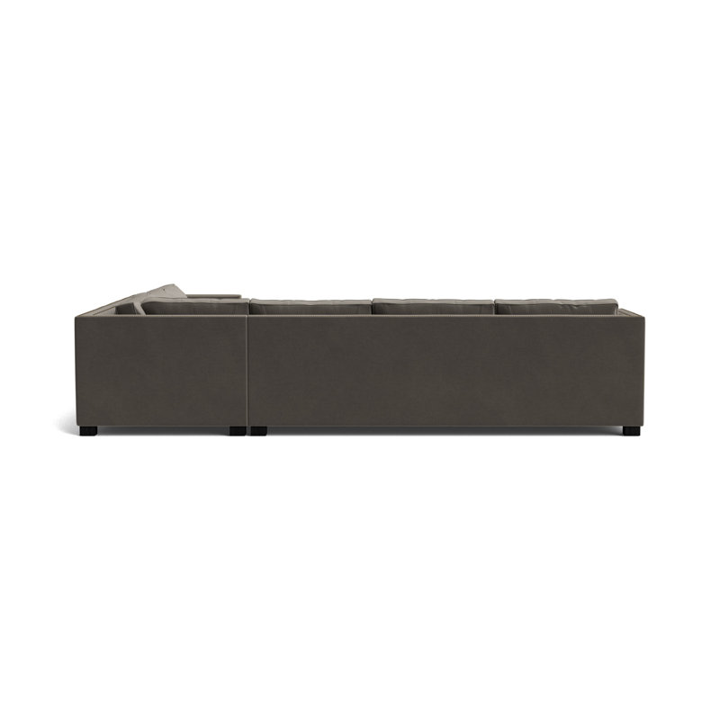Keaton Chaise Sectional, Performance Velvet - Graphite, Black, Antique Brass