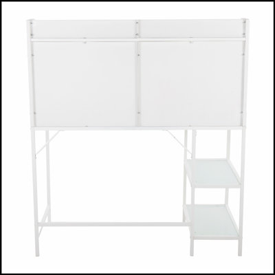 Geo Tier Contemporary Desk with Frosted Glass Top and Multiple Shelves for Modern Workspaces