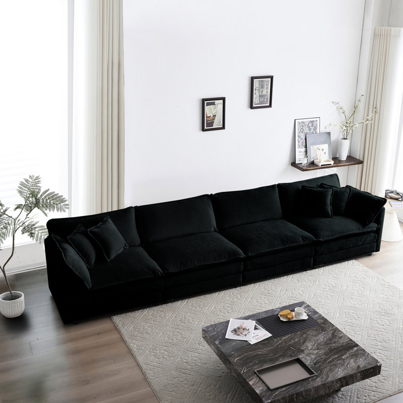 Canapé modulaire 4 places en chenille haute: luxe et confort: modulaire et pratique