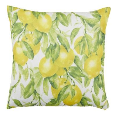 Garden Lemon Print Decorative Throw Pillow Cover 18" W X 18" L