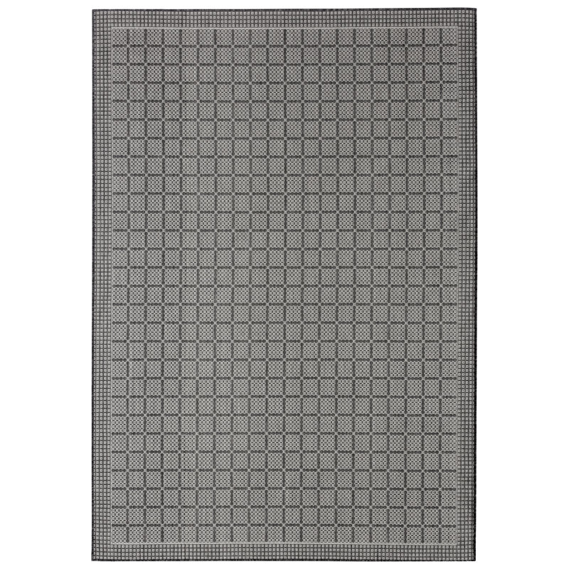 Nicole Miller New York Patio Country Luna Contemporary Geometric Indoor/Outdoor Area Rug, Black/Gray, Rectangle 5'2" x 7'2"