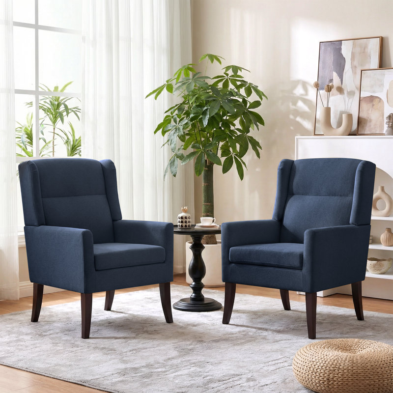 Upholstered Polyester Accent Armchair (Set Of 2), Blue