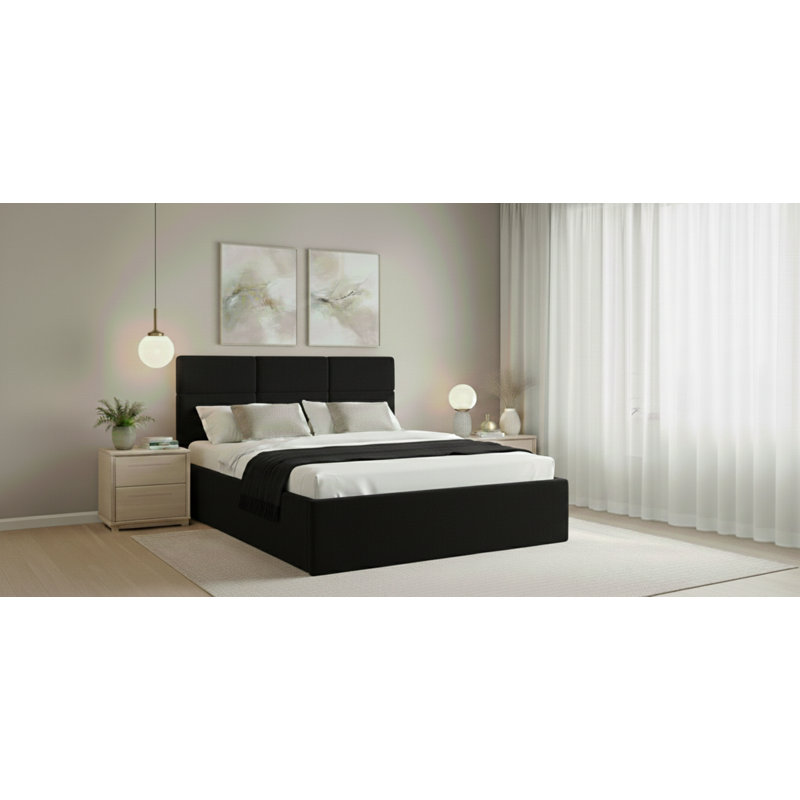 Upholstered Bed, European Double (140 x 200 cm), Black