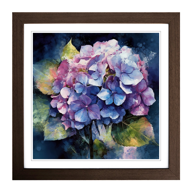 Hydrangea Abstract No.4 - Framed Print, Walnut