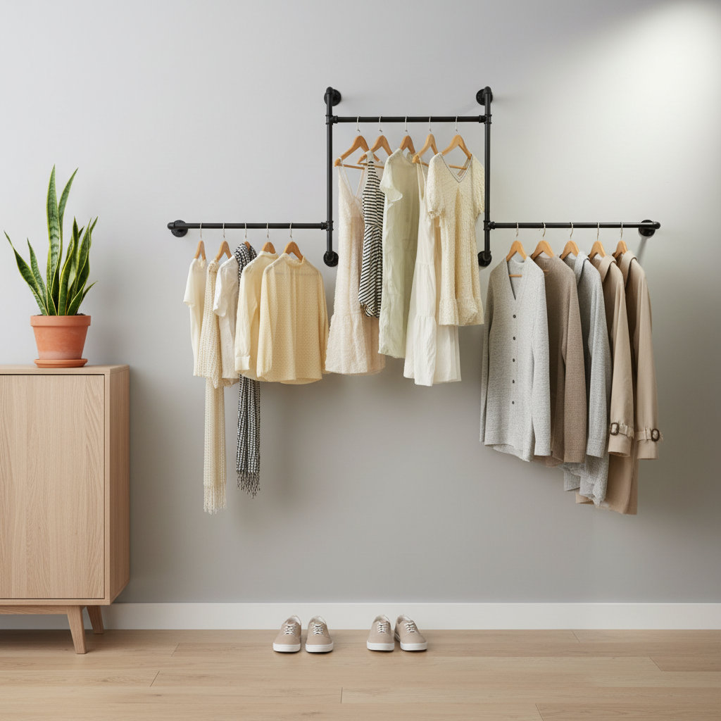 Rebrilliant Industrial Pipe Clothing Rack,Heavy Duty Clothes Racks For ...