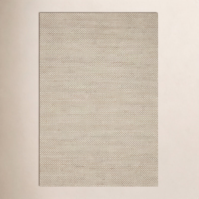 Tapis beige tissé à plat à la main Abisai, Rectangle 9 pi 3 po x 13 pi