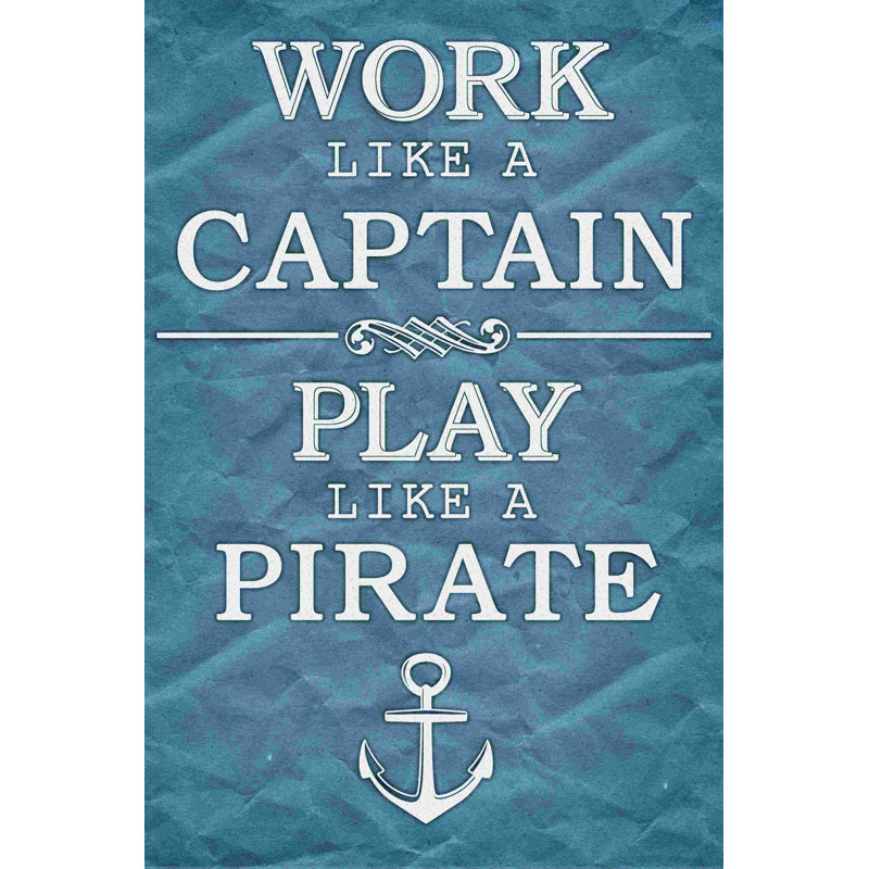 «Work Like a Pirate», reproduction d'art sur toile tendue, H 12 po x l 8 po