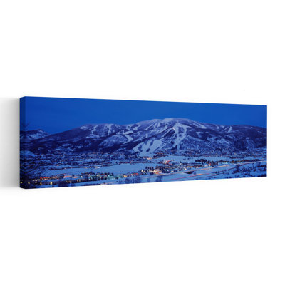 Tourists at a ski resort Mt Werner Steamboat Springs Routt County Colorado USA 1 Piece Wrapped Canvas Panoramic Wall Art