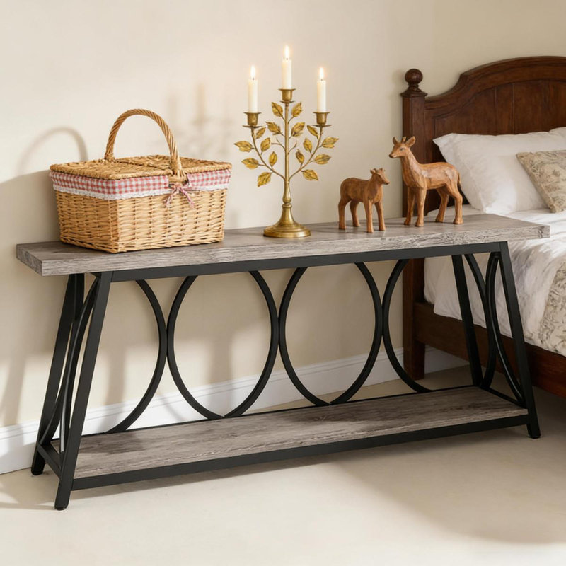 Table de couloir 2Tier, console rétro, table de canapé robuste, table d'appoint, Gris