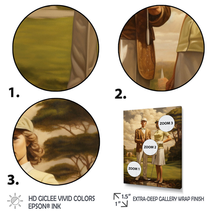 Ombra rétro, golf intemporel - art sur toile de golf, Toile tendue, H 20 po x l 12 po x P 1 po