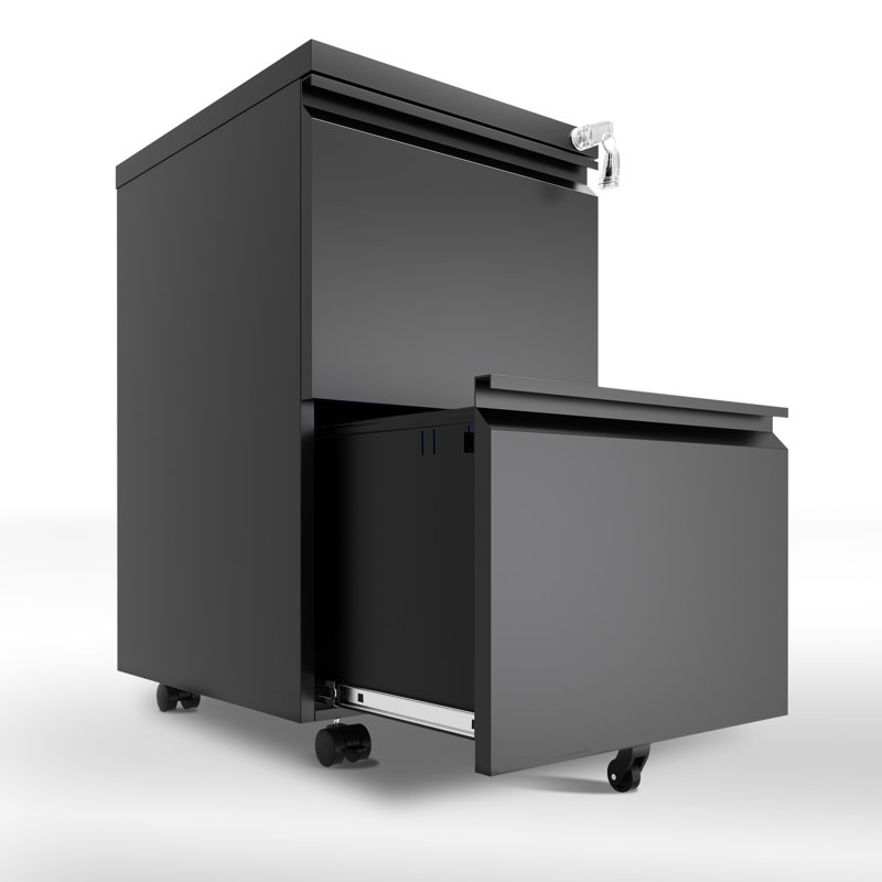 37.3cm Wide 2 -Drawer Mobile File Cabinet, Black