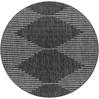 Tapis intérieur / extérieur noir à motif géométrique Abdulazeez Irielle