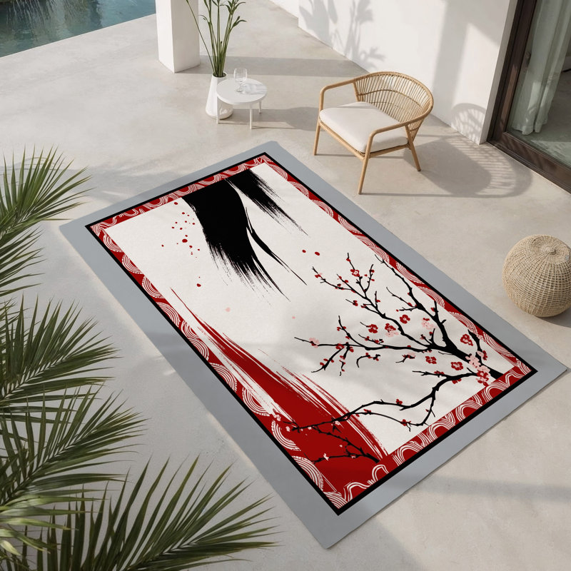 Tapis tissé intérieur et extérieur Sakura, Rectangle 1 pi 6 po x 2 pi 6 po