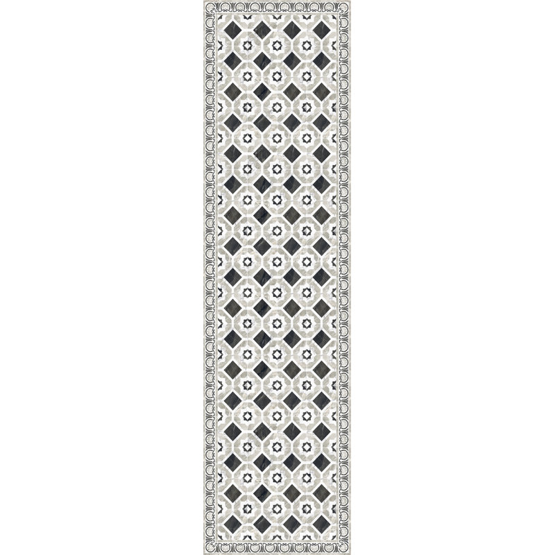Jodie Black/White Indoor/Outdoor Kitchen Mat, Runner 80 x 300cm