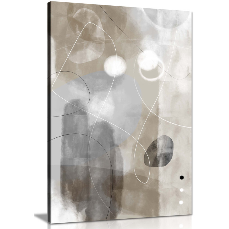 Abstract Line Art Geometric Shapes - Wrapped Canvas Print, 91cm H x 61cm W x 1.8cm D