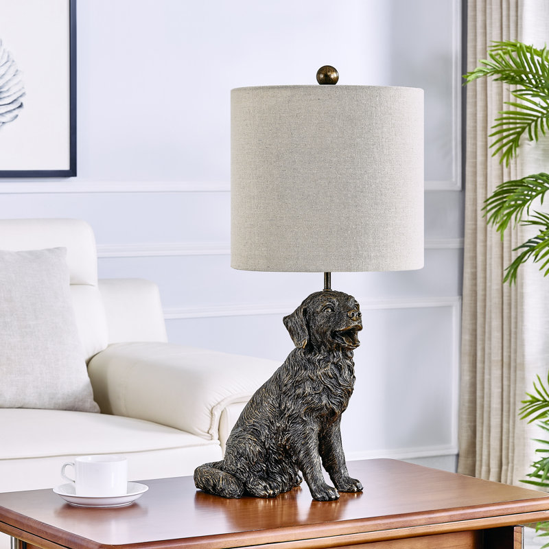 Lampe de table 24,75 "Golden Retriever, Tanné, Brun