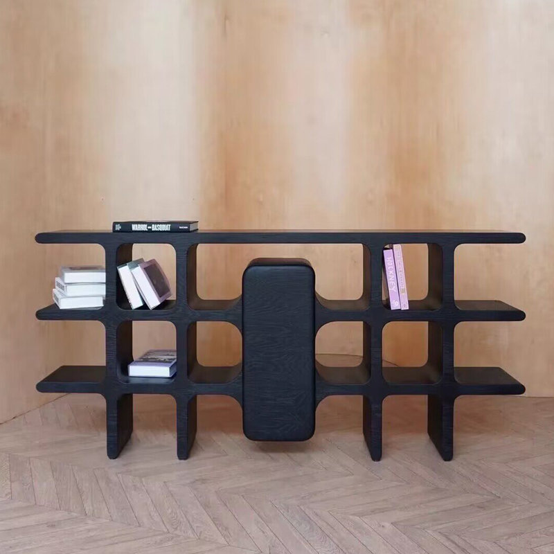 Console moderne de style minimaliste noir, H 35,4 po x l 70,9 po x P 17,7 po