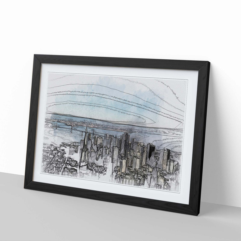 View of San Francisco in Abstract - Picture Frame Graphic Art Print, Black, 40cm H x 60cm W x 2cm D