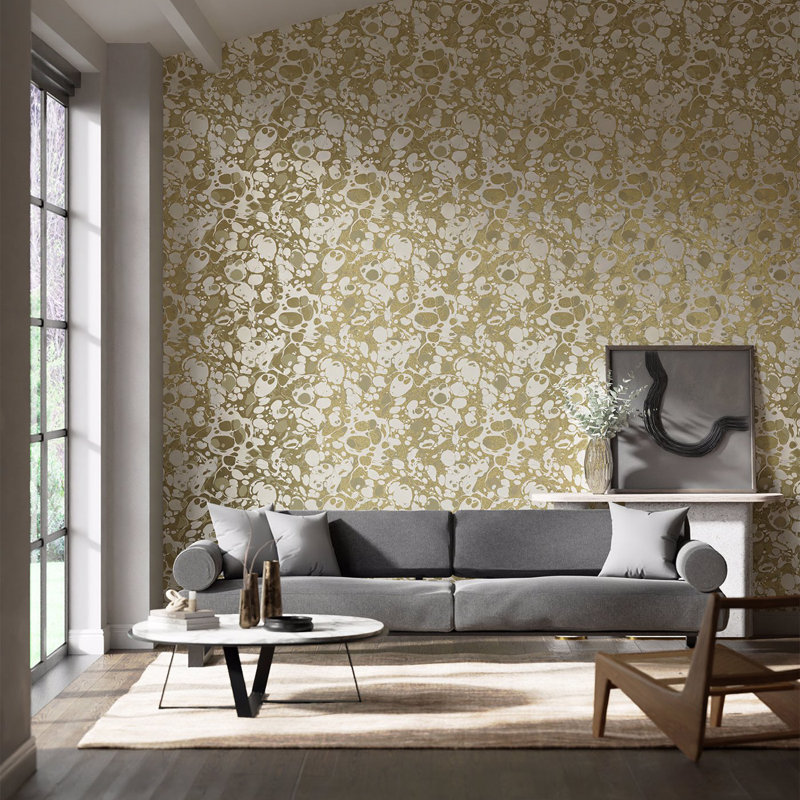 Marble 10.05m x 68.6cm Wallpaper Roll, Incense/Soft Focus/Gold