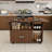 Folding Table with Storage Shelves and Wheels
