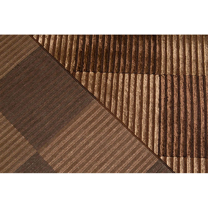 Wool Checkered Area Rug in Dark Brown
