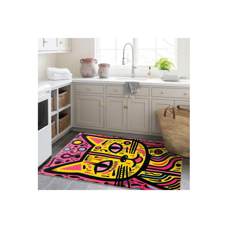 Tapis rose lavable à la machine Sun, Runner 3'3" x 6'7" Rug Pad Included