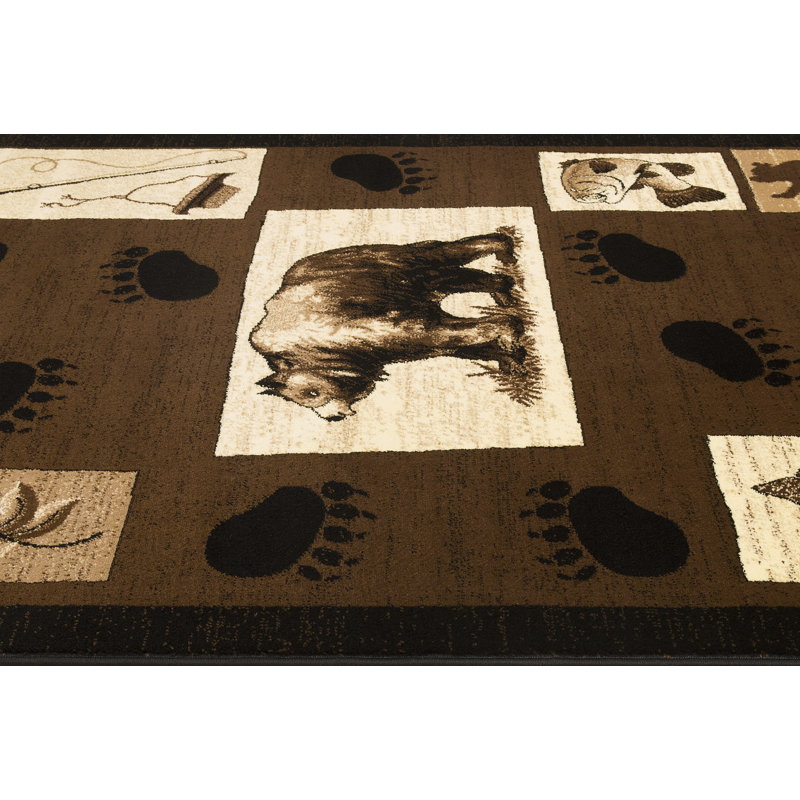Tapis en polypropylène brun / crème Cordell, Rectangle 2 pi x 3 pi