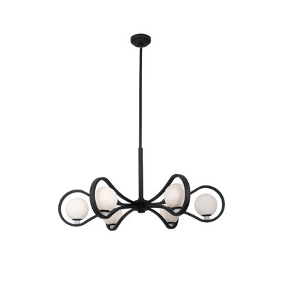 Elliptical 6 LT Matte Black Chandelier Kalco