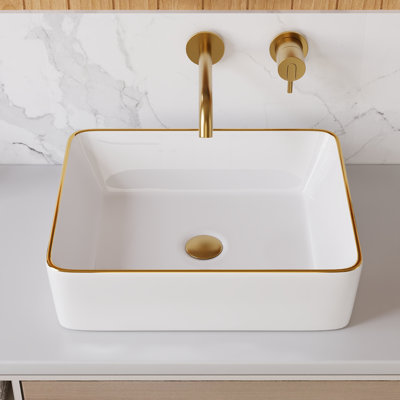 Lavabo vasque rectangulaire en porcelaine vitreuse de 19 po x 15 po DeerValley Ally